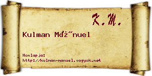 Kulman Mánuel névjegykártya